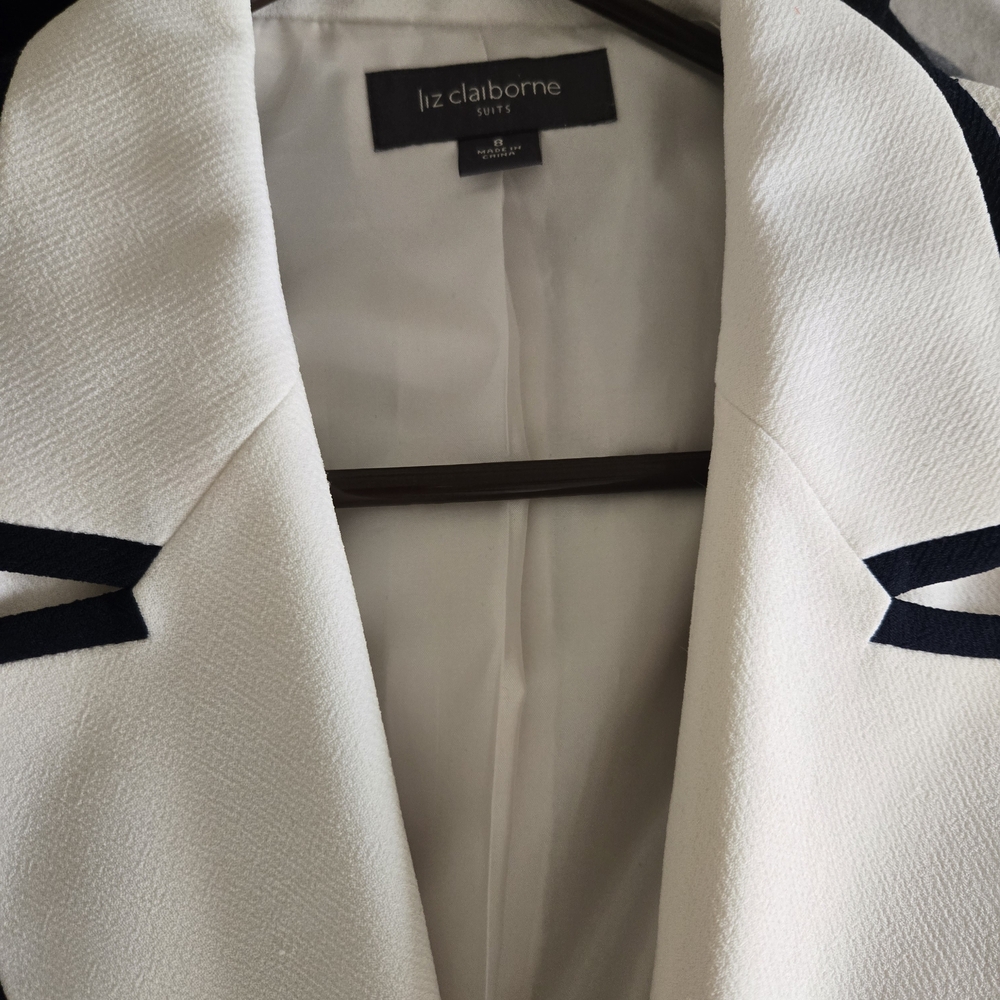 Liz Claiborne Ivory Blazer with Black Trim